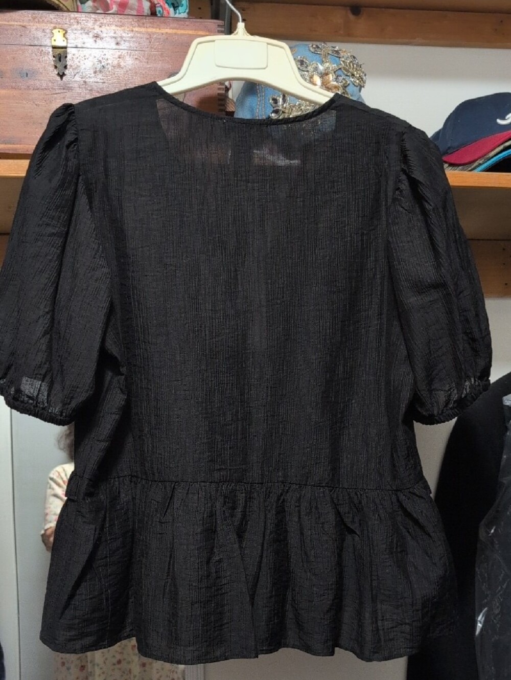 Laura Ashley Black Ruffle-Tiered Peasant Top - Picture 6 of 7